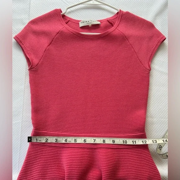 Trina Turk Fit & Flare Knit Cozumel Ribbed Sweater Dress in Hot Coral Pink - Picture 7 of 10